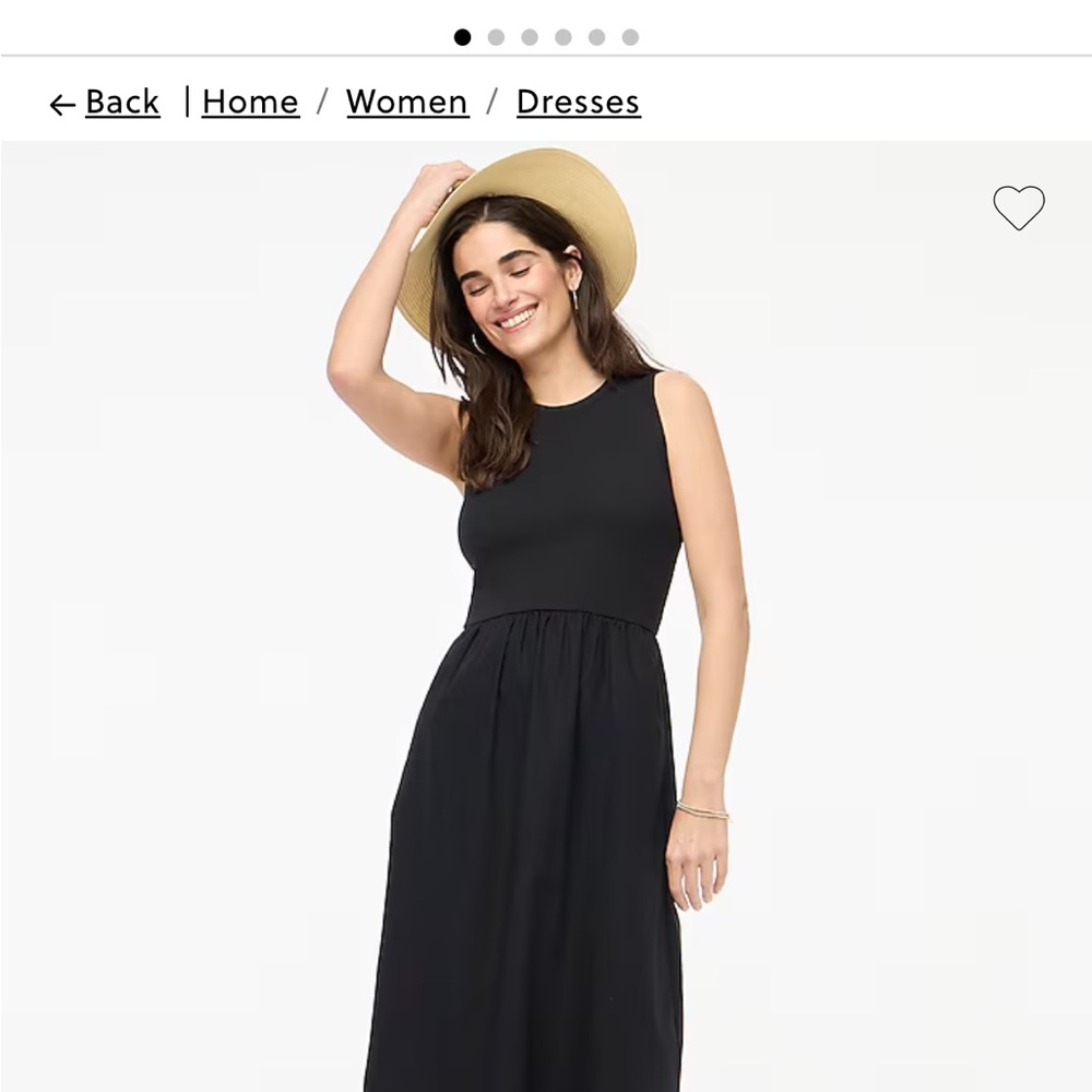 J. Crew Factory Black Sleeveless Crew Neck Midi Dress